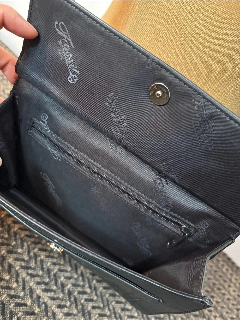 Fossil Black Leather Crossbody Messenger Bag